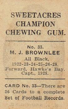 1930 Sweetacres Football Records #33 Maurice Brownlie Back